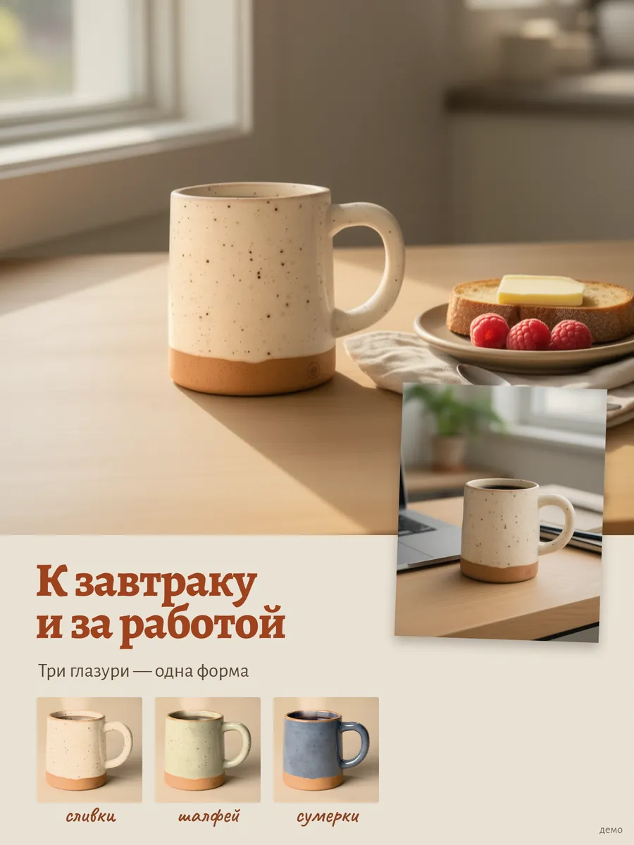 Слайд 4: к завтраку и за работой, три глазури