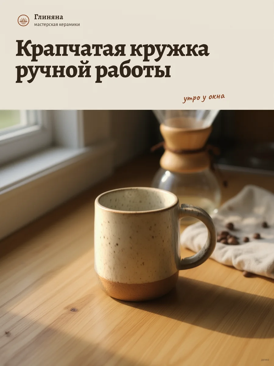 Обложка карточки кружки, собранная из фото на кухне